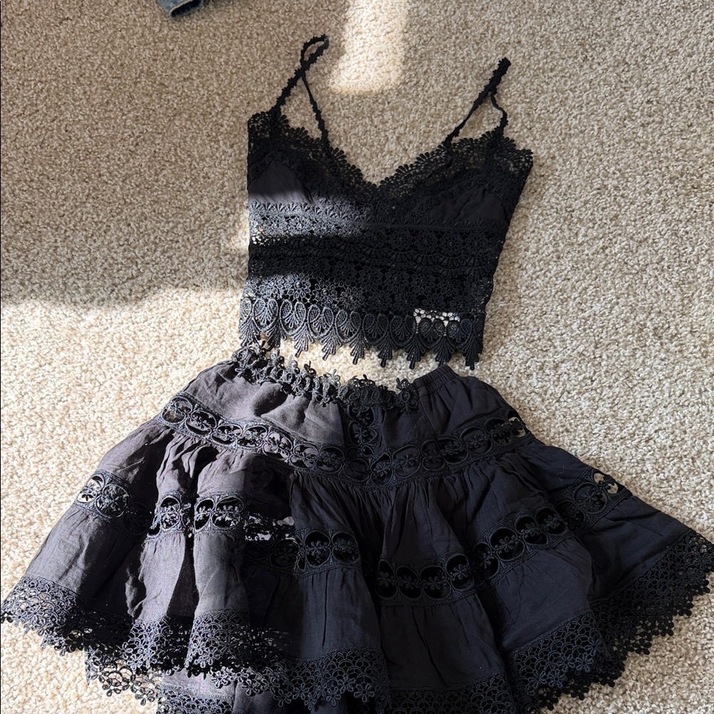 Charo Ruiz Black Lace Skirt Set - Picture 1 of 1